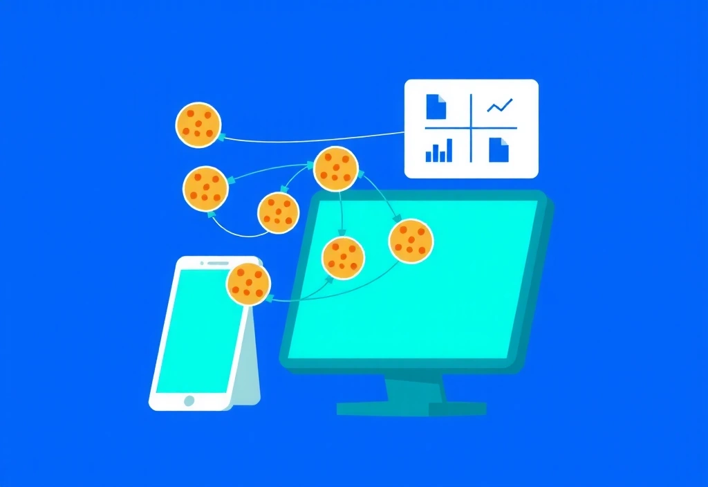 Digital cookies illustration showing website analytics and personalization